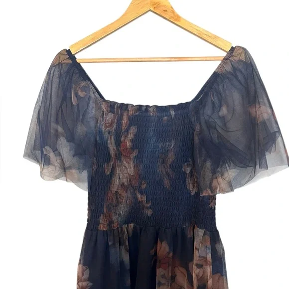 NWT Baltic Born Tivoli Tulle Short Dress in blue floral L